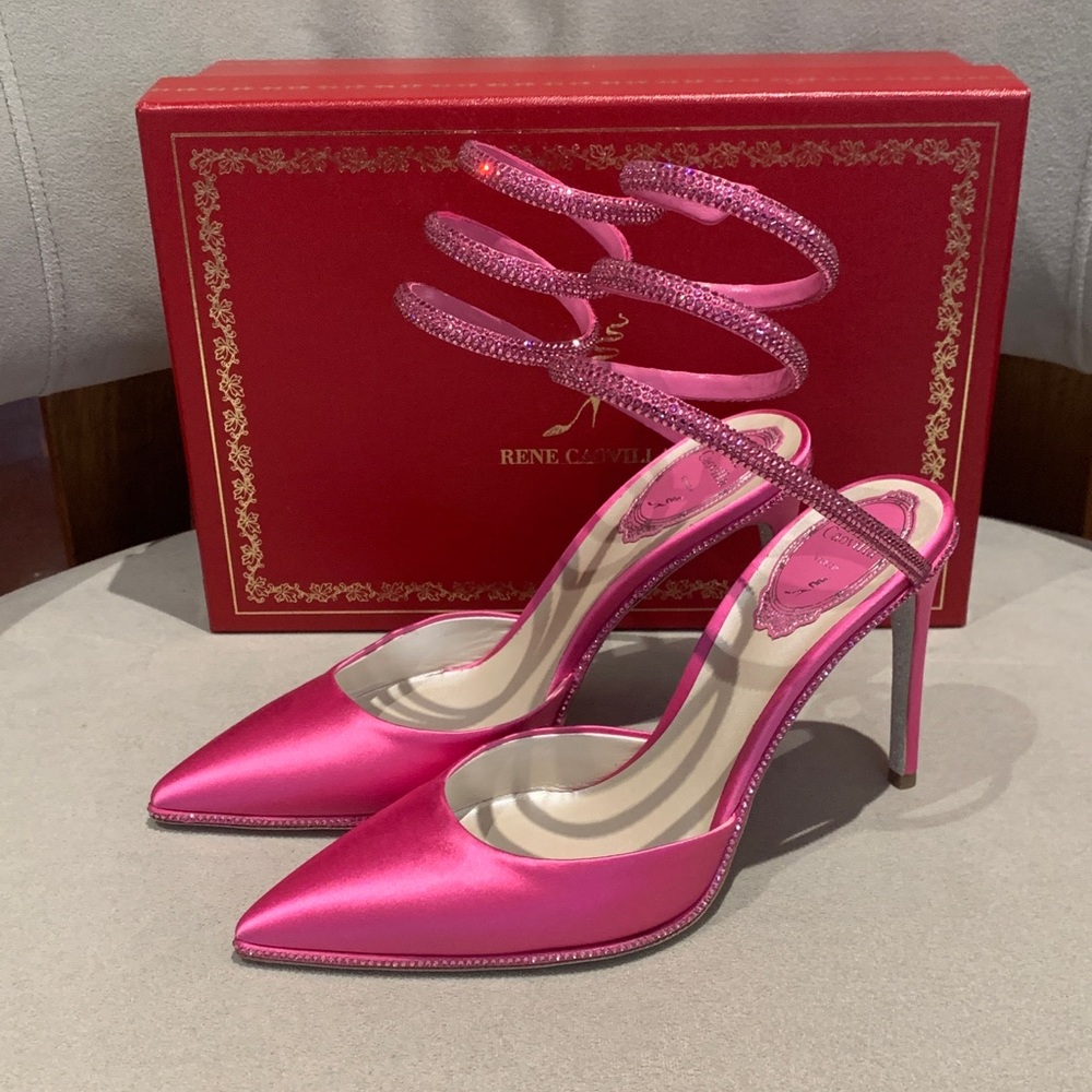 New Authentic Rene Caovilla Satin Crystal Strass Mule